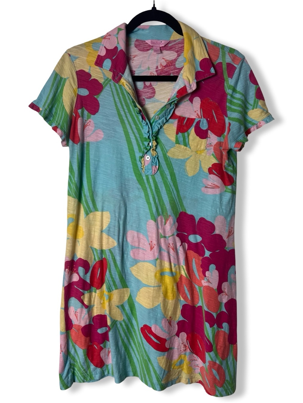 Lilly Pulitzer Women’s Floral Polo Dress Tropical Blue Multicolor Sz. M